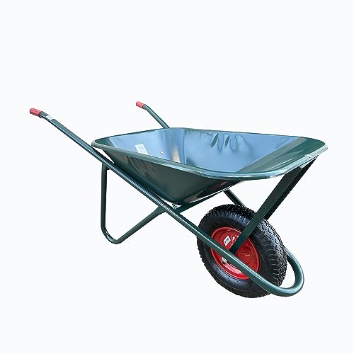 Carriola da giardino in acciaio zincato con vasca da 75 litri