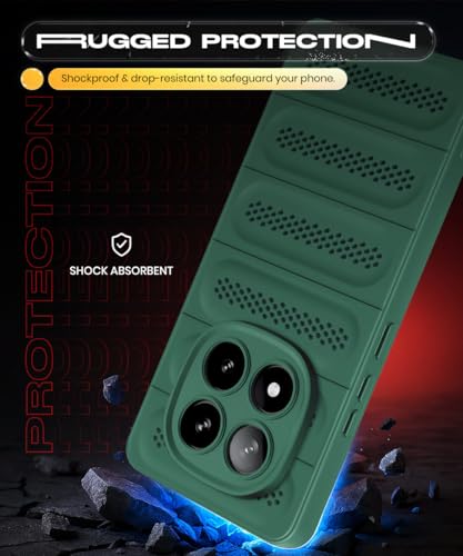 Image of WOW IMAGINE Ultimate Silicone Back Cover Case for Redmi Note 14 Pro 5G | Poco X7 5G | Heat Dissipation Thin Soft TPU | 360 Camera Protection | Breathable Cooling Holes - Forest Green