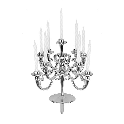 Modern Candlestick Holder Tall Candle Stand for Wedding Ceremony Party Birthdays Cake Topper Plastic Candelabra 9- Pc Threaded Candlestick Holder Silver