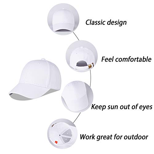 Langzhen Cotton Outdoor Toddler Girls Boys Plain Baseball Cap Baby Infant Structured Adjustable Hat For Kids Sun Hat(M- White) #TOP4