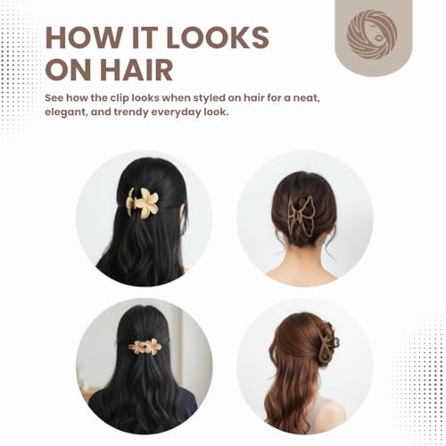 Image of Hair Claw Clips for Women and Girls | 3 Large & 3 Small Strong Grip Matte Clutcher (Mix 6 pc)