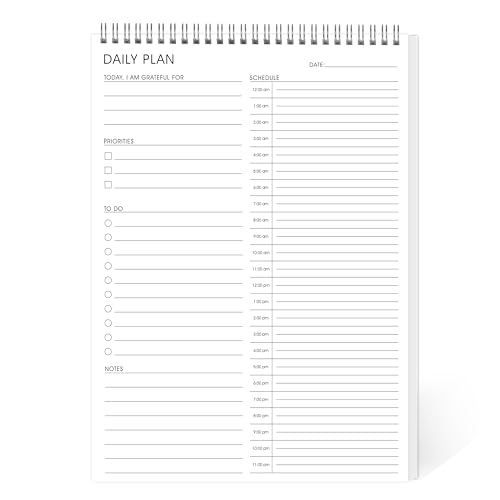 24 Hour Daily Planner - To Do List for Work & Personal Life, Productivity Everyday Planner, Daily Schedule, 6.5 x 9.8