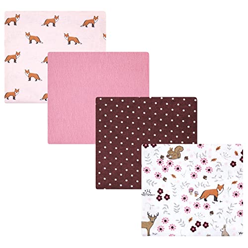 Image of Hudson Baby Unisex Baby Cotton Flannel Receiving Blankets, Woodland Floral, One Size