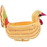 ABOOFAN Cesta Tejida Imitación Ratán en Forma de Pavo Real Pequeña, Bandeja para Guardar Postres y Frutos Secos, Cesta de Almacenamiento Decorativa para Cocina y Mesa de Café