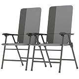 Outsunny Folding Patio Chairs Set of 2, Padded High Back Folding Lawn Chairs...