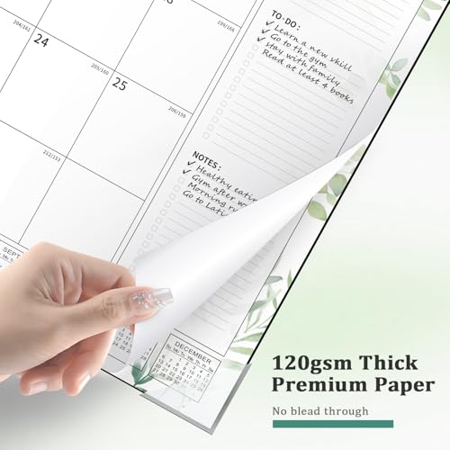 Image of Ospelelf Desk Calendar 2026-2027 Large 22 inchx17 inch Monthly Family Planner Pad with Protective Cover 18 Months Use July 2026 to December 2027 Floral Green