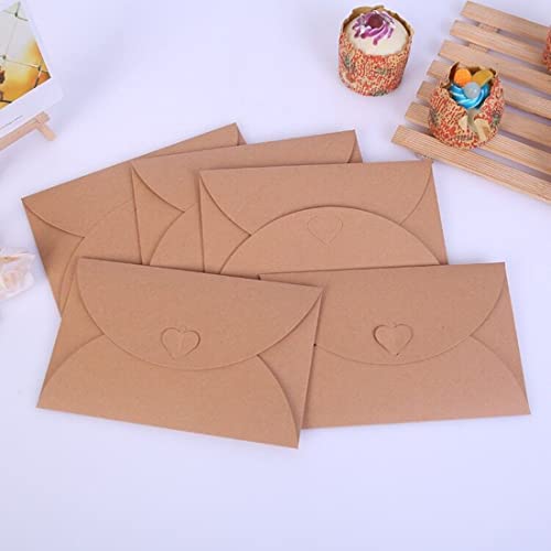 50Pcs Gift Card Envelopes, 4 X 2.75 Inch Mini Square Gift Card Holder, Brown Kraft Paper Envelope With Heart Shaped Clasp For Wedding Invitation, Greeting Cards, Gift Cards, Business Cards #TOP6