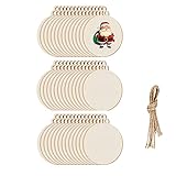 Amplias aplicaciones: cada decoración de madera con agujero y cuerda, es ideal para colgar decoración para árboles de Navidad, decoración de boda, adornos de casa y hacer etiquetas de regalo de madera