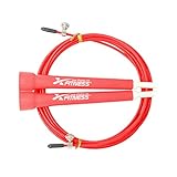 Jump Rope by xFitness | 10 Feet Fully Adjustable Premium Fast Speed Wire Cable | 10 Colors Available | Best For Cross Training, Double Under, MMA, Skipping, Boxing (Red)