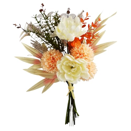 VELLUSTRA Ramo Artificial, 44cm De Largo Flores Artificiales, Artificiales Plantas, Flores Interiores, Decorativas Artificiales Ramos para Arreglos Florales, Decoración del Hogar, Boda(Champán)
