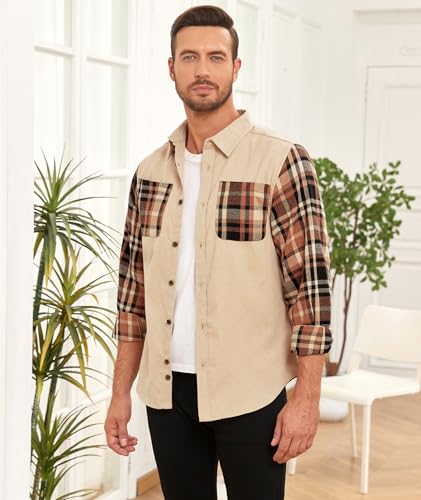 Flannel Shirt for Men Long Sleeve Button-Down Plaid Shirts2