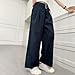 Tween Girls Casual Pants Baggy Straight Cargo Trousers Elastic High Waist Preppy Student Fashion Workout Pants Navy