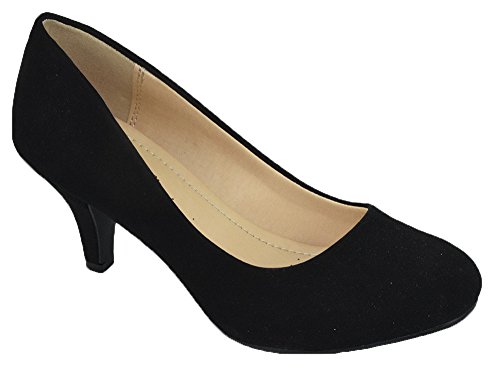 City Classified Comfort Women Classic Heel Pumps Closed Round Toe Carlos Nubuck Suede Black NB 6