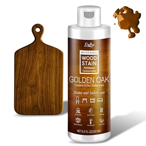 Wasserbasierende Holzbeize - Goldene Eiche | Holzlasur für Innen- & Außenmöbel, Schränke, Regale, Türen, Geruchsarm & Ungiftig, Schnelltrocknend, Mehrere Klassische Farbtöne - 8.5fl.oz / 250ml