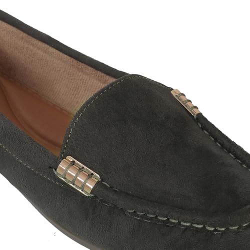 Image of CatBird Women's Suede Finish Loafers | Slip-On Flat Shoes with Minimal Metal Detail | Soft Cushioned Footbed and Flexible Grip Sole | Ideal for Office, Everyday Wear, Travel and Casual Outings