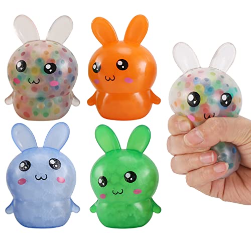 4pc Easter Basket Stuffers,Easter Basket Essentials,5pcs Squishy Easter Bunny Stress Balls for Adults,Easter Stress Relief Fidget Balls,Easter Party Favors Easter Basket Ideas Gifts (4pcs-D)