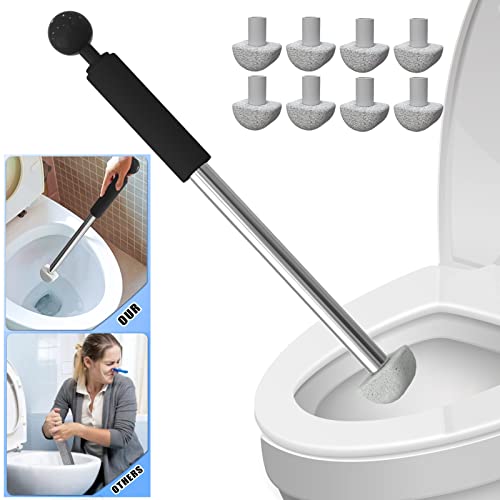 Pumice Stone For Toilet Bowl Cleaning With Extra Long Wand For Deep Clean-Removes Limescale&Hard Water Stains-Toilet Brush/Tile/Grout/Swim Pool/Grill With 1 Wand+8 Pumice Stones #TOP7