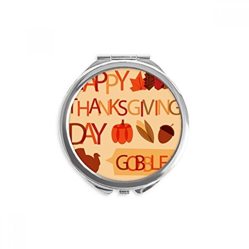 Miroir de poche Thanksgiving citrouille et dindon miroir de maquillage rond portable multicolore