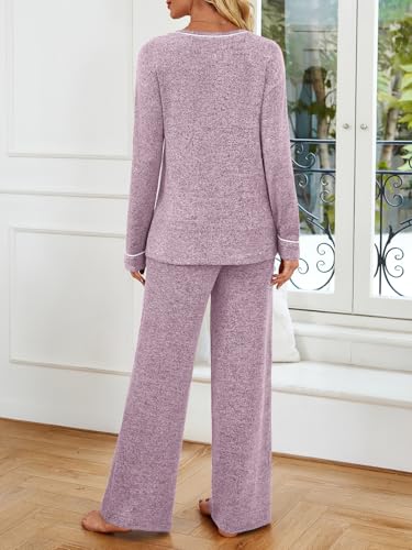 LILLUSORY Womens Pajamas Sets Long Sleeve Pjs Two Pieces Lounge Sleep Wear Matching Set With Pockets4