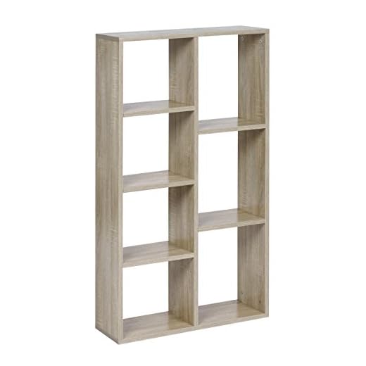 ts-ideen Étagère Armoire Meuble de Rangement 7 Compartiments Bois de chêne Stockage Livres CD DVD