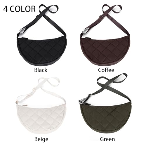 Image of Crossbody Bag Hobo Crescent Bag with Mesh Storage, Women Men Shoulder Purse Dumpling Bag Adjustable Strap (Z-beige)
