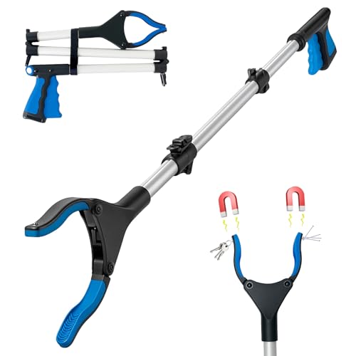 91cm/36 Litter Picker Grabber Stick with Magnetic Head Ergonomic Handle & 360 Rotation Folding Design for Easy Storage Grabbers for Disabled & Adults (48 Inch)