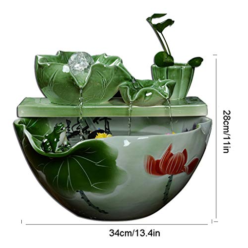Indoor Fountain Ceramic Creative Minimalistische Modern Feng Shui Wheel Waterval for Office en Home Decoration Desktop Fountain Vijverfonteinen (Color : F) - Image 3
