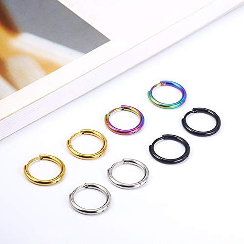 316L Surgical stainless steel hoop earrings 8mm/10mm/12mm Hypoallergenic Huggie Earrings Small Hoop Sliver Black Sleeper Earrings For Women Men - Image 5