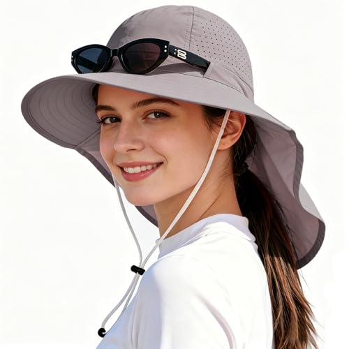 Sombrero de sol para mujer HGGE con ala ancha y protección UV miniatura 2