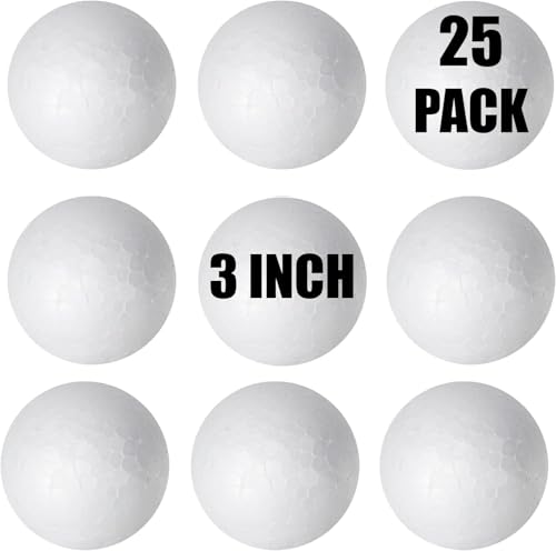25 Pack 3 inch Foam Balls - Large Foam Balls - Big Foam Craft Balls - Huge Foam Balls for Arts and Crafts DIY Craft for Home School Craft Project - 25 Bulk Value Pack 3 Inches Craft Balls