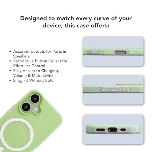 Image of Hupshy iPhone 16 Back Cover with Camera Protection Rings, Kickstand-Matte /Anti, Non-Slip, Camera Glass Protection,Transparent Shockproof Cover for iPhone 16 (Green)