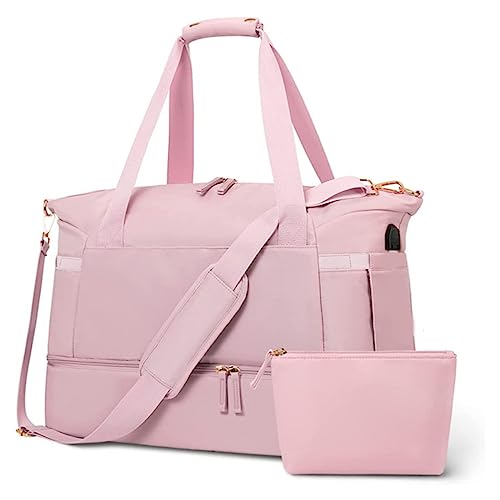 Sac de sport avec poche humide WUURAA rose pour gym et voyage cabine