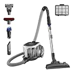 Eureka Bagless Canister Vacuum Cleaner, Lightweight Vac for Carpets and Hard Floors, Silver with Black, NEN180
