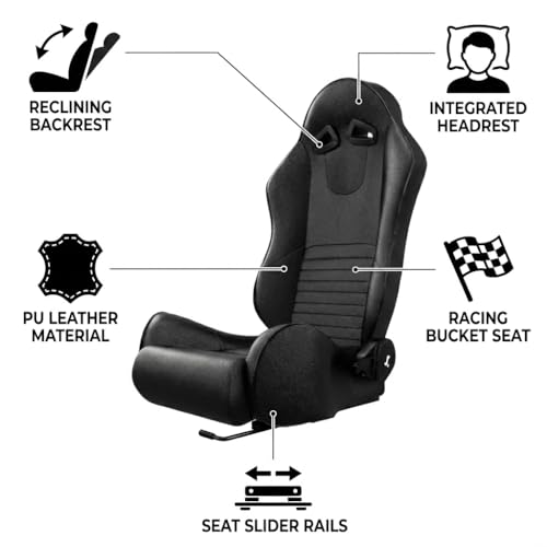 Image of ASE GAMING APEX Series Ergonomic Racing Seat with Adjustable Sliders for Race Simulator Cockpit Wheel Stand,Gaming Chair,Sim Video Game Chairs,180 Degree Reclining 3 Years Warranty (Black)
