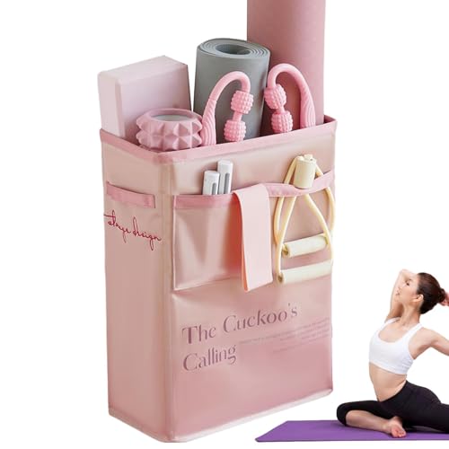 Porta tappetini yoga multifunzionale | Organizzatore per palestra domestica - Contenitore spazioso per attrezzi fitness, cestino portaoggetti per tappetini, cinghie elastiche, rulli e pesetti