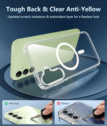 Image of FNTCASE for Galaxy A14-5G Phone Case: Clear Magnetic Military Grade Drop Protection Anti Yellowing for Samsung Galaxy A14-5G Cases - Rugged Shockproof Protective Bumper Transparent Cover(Clear)