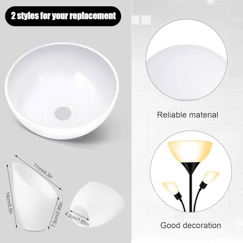 Image of Hortsun Lamp Shades for Floor Lamps 4 Pcs White Replacement Plastic Lampshade 2 Pack 1.65 inch Fitter 10 inch Diameter Bowl Shape 2 Pack 1.97 inch Bottom Size Horseshoe Shape for LED Torchiere Floor Lamps Upright