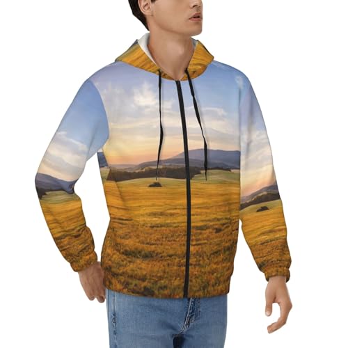Hoodie homme full zip épais et doux veste à capuche paysage automne sport et loisirs