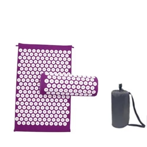 Esterilla acupresión morada y almohada de masaje para relajación de yoga y meditación
