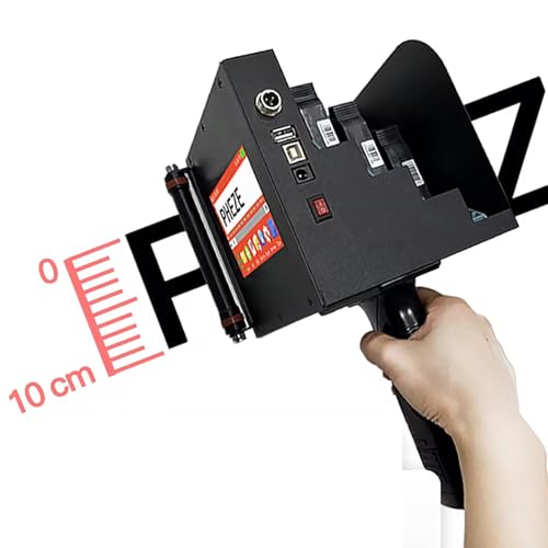 100mm Handheld Inkjet Printer, Handheld Printer with 4 42ml Quick-Drying Ink Cartridge, Printing Height Up to 0.5 Inch Imprint Machine with 4.3 Inch Touch Screen for Barcode, Logo QR Bar Batch Code