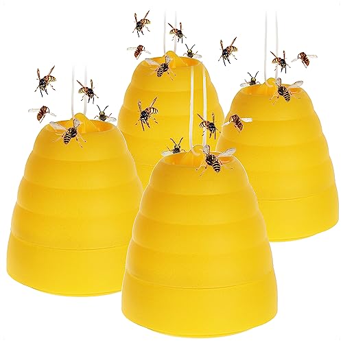 COM-FOUR® 4X Trappola per Insetti con Coperchio Rimovibile - Trappola per Animali Vivi da Appendere per la Protezione della Natura - Protezione (Design ad alveare - 4 pezzi)