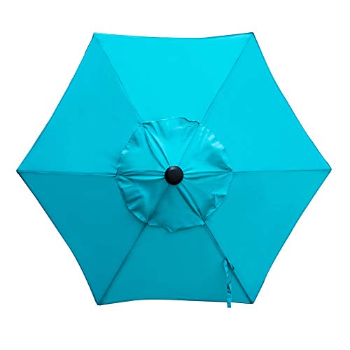 Abba Patio 7-1/2 ft. Round Outdoor Market Patio Umbrella with Push Button Tilt and Crank Lift, Turquoise - Thumbnail 6