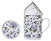 La Cija Violetas - Tazza per Tisane in Porcellana, con Filtro in Acciaio Inox, Bianco