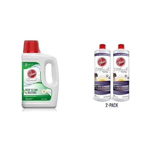 Hoover Renewal Deep Cleaning Carpet Shampoo, Concentrated Machine, 64 oz, White & Odor Eliminator Carpet Cleaning Booster Formula for Machines, 16 oz, Pack of 2, White