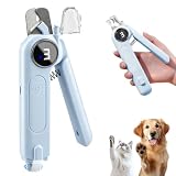 Criveple 2-in-1 Krallenschere & Krallenschleifer für Hunde, Krallenschleifer für Katzen mit 3 Geschwindigkeiten, leiser LED-Licht & Type-C wiederaufladbare Krallenschere für Hunde mit Licht (Blau)