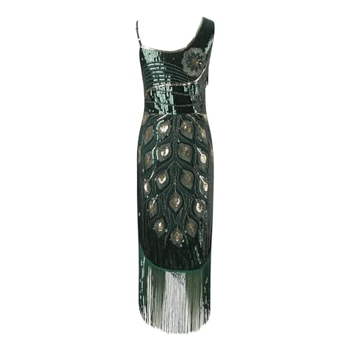 Robe de soirée années 1920 à sequins et perles avec ses accessoires rétro