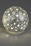 Deko-Kugel stehend 12 cm Silber-Frosty mit Sternmotiv u. Timer Weihnachten Dekoration Fenster Schmuck