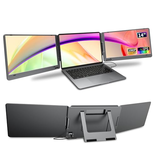 KPKUE Laptop Screen Extender 14 1080P FHD IPS Dual Portable Monitor for Laptop Compatible with 11.6 -15.6 Laptops One USB-C Cable Plug and Play (Windows only)