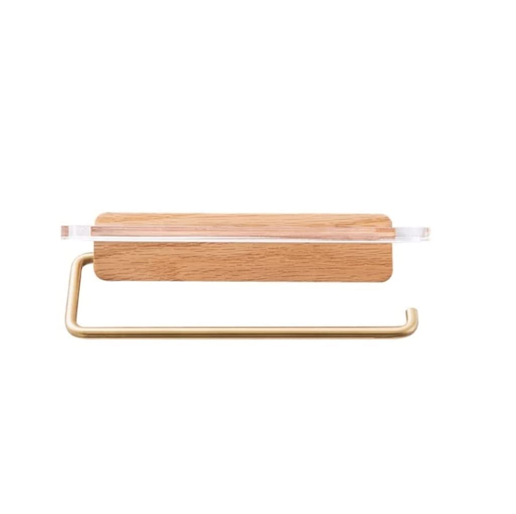 Toilet Paper Roll Dispenser Acrylic Wood Toilet Paper Holder Wall-mounted Punch-free Towel With Shelf For Bathroom Storage Bathroom Kitchen