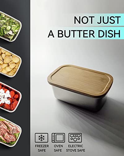 Keoamg Butter Dish With Lid For Countertop, Large Stainless Steel Butter Dish Container With Silicone Seal For Refrigerator, Sturdy Butter Dish Keeper Holds 2 Sticks Or A Normal 8Oz European Butter #TOP3
